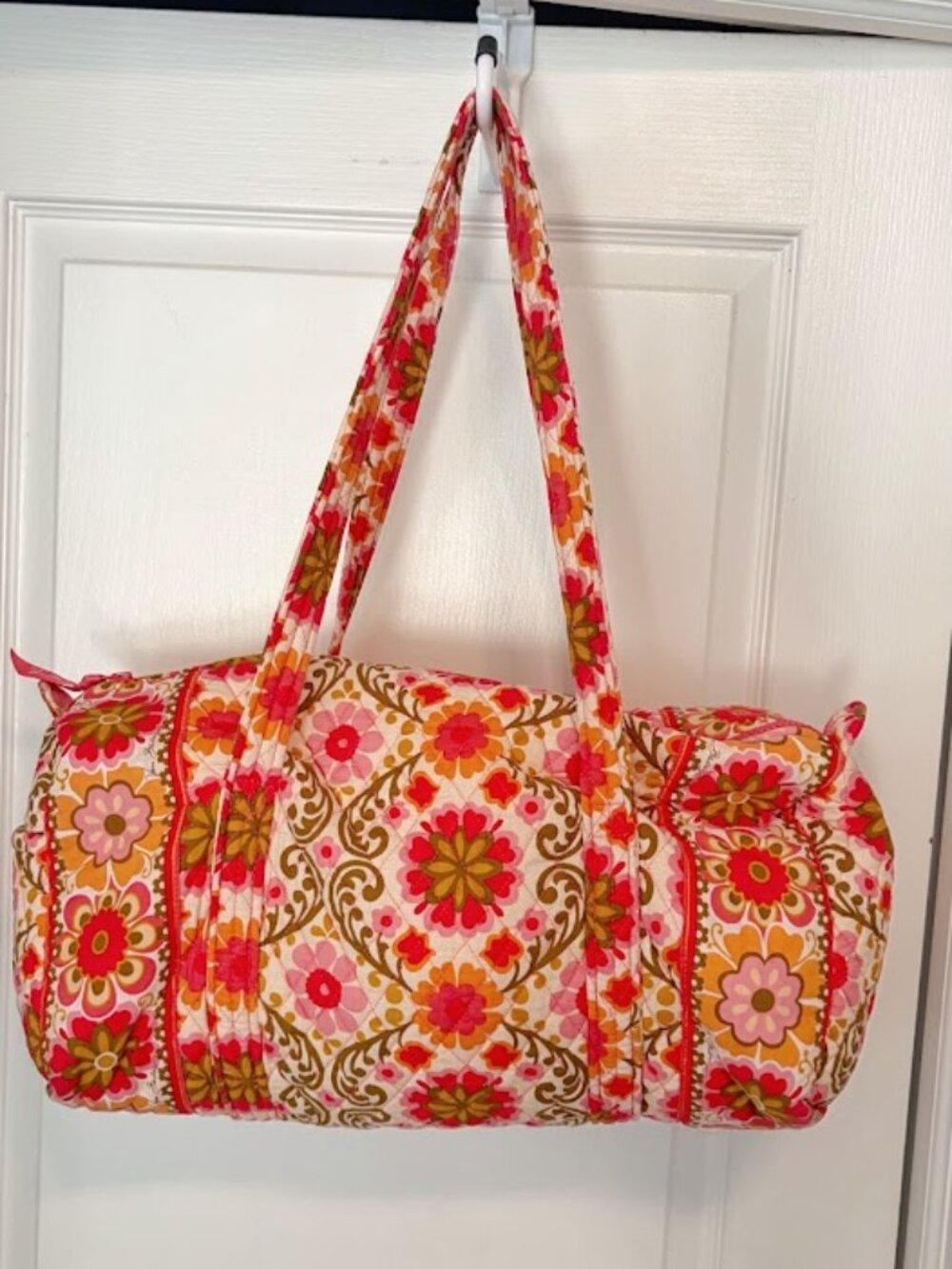 Vera Bradley Vintage Folkloric Floral Quilted Cotton Zip Duffle Travel Bag